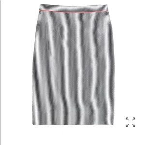 J Crew No. 2 Pencil Skirt Pink Piped Seersucker